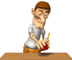 animation of man measuring wood with a tape measure and marking it with a pencil