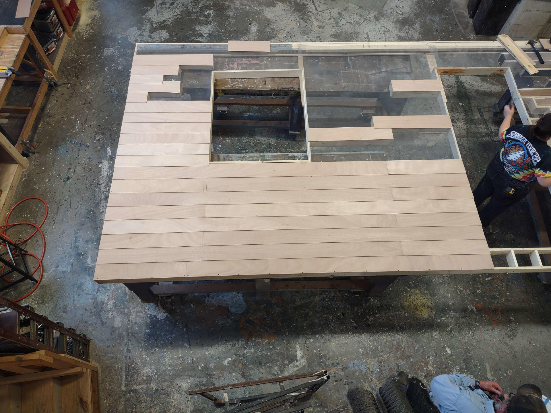 Staircase/slide unit while it was still in the shop, unpainted.