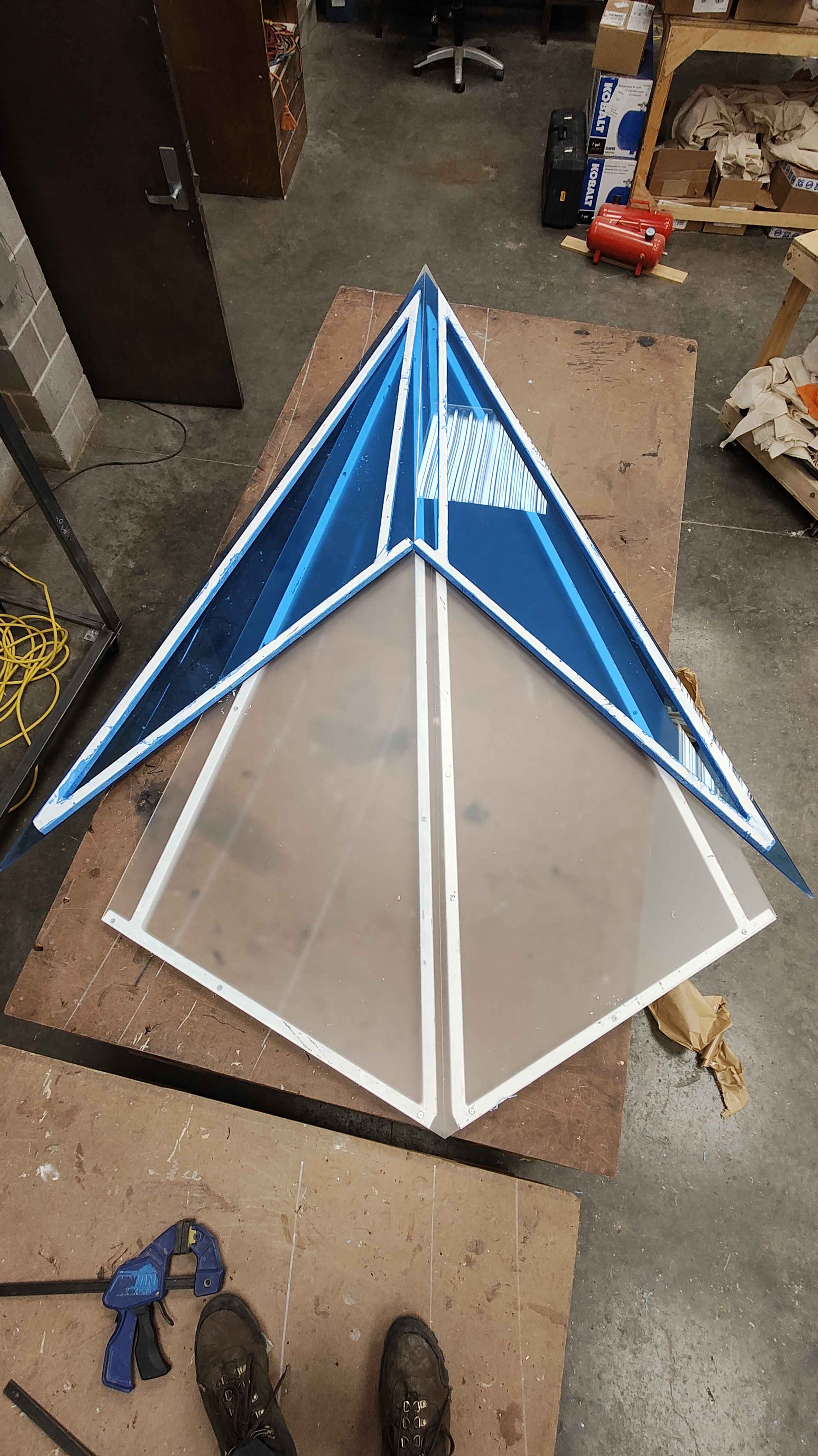 Ice shards of plexiglass and steel