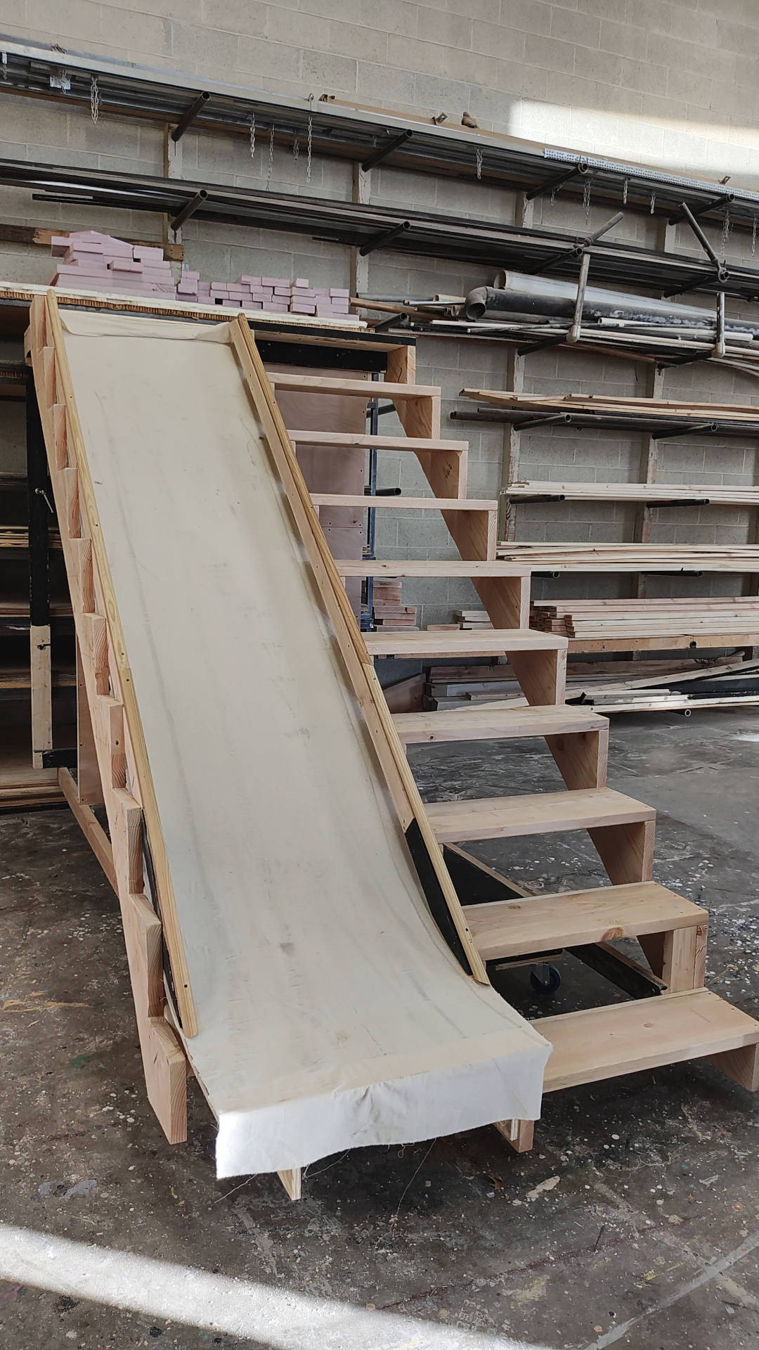 Staircase/slide unit while it was still in the shop, unpainted.
